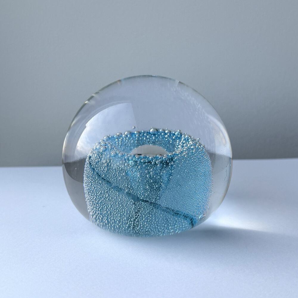 David Wight Signed 2014 Hemisphere Glass Paperweight - 3" x 3 1/2"